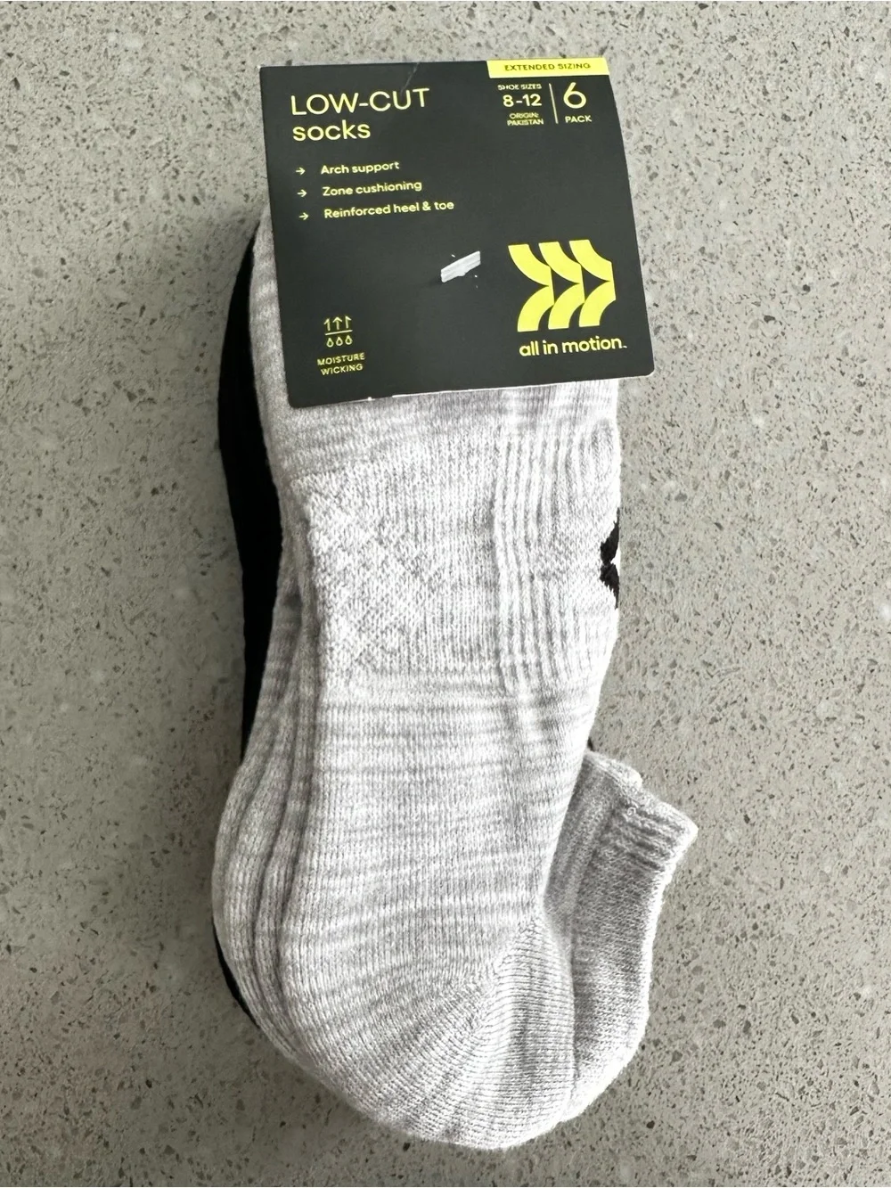 All in Motion Women's Extended Size Cushioned 6pk Low Cut Socks